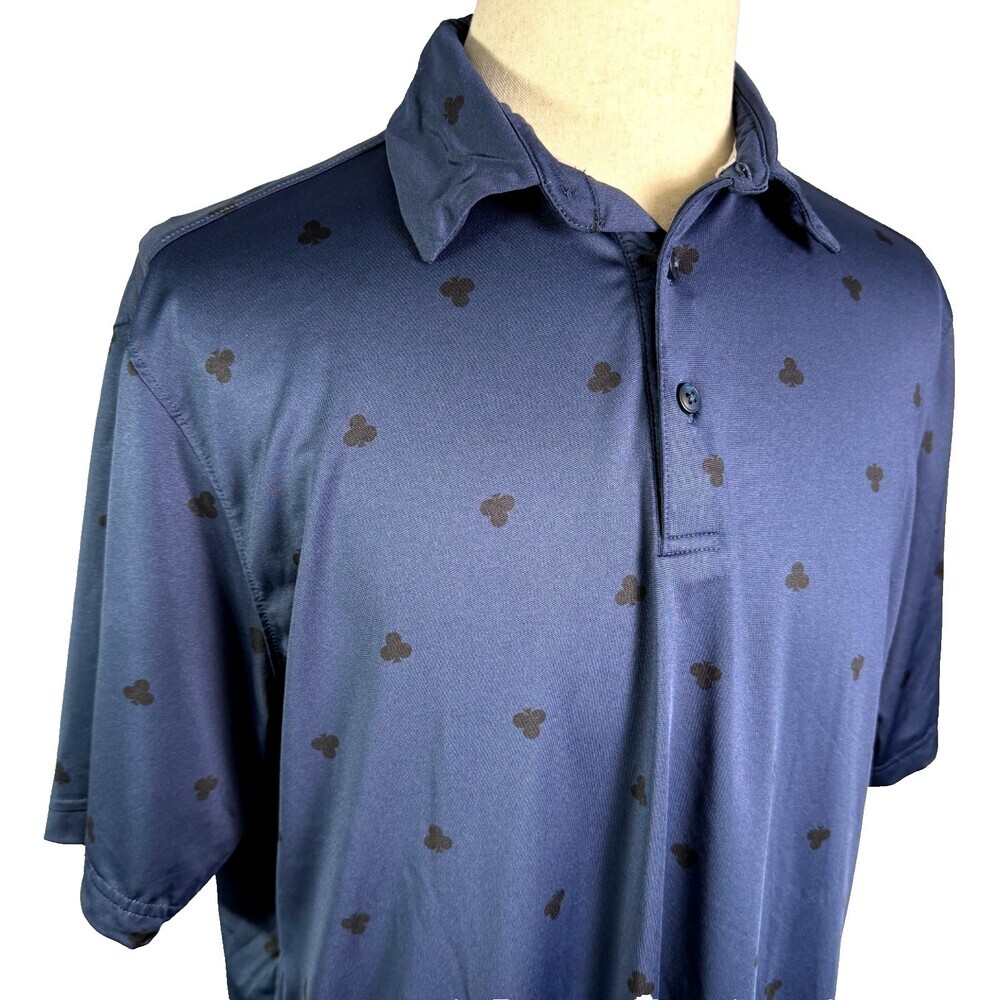 Walter Hagen Men's Navy Blue Card Clubs Novelty Print Golf Polo Shirt Sz Large